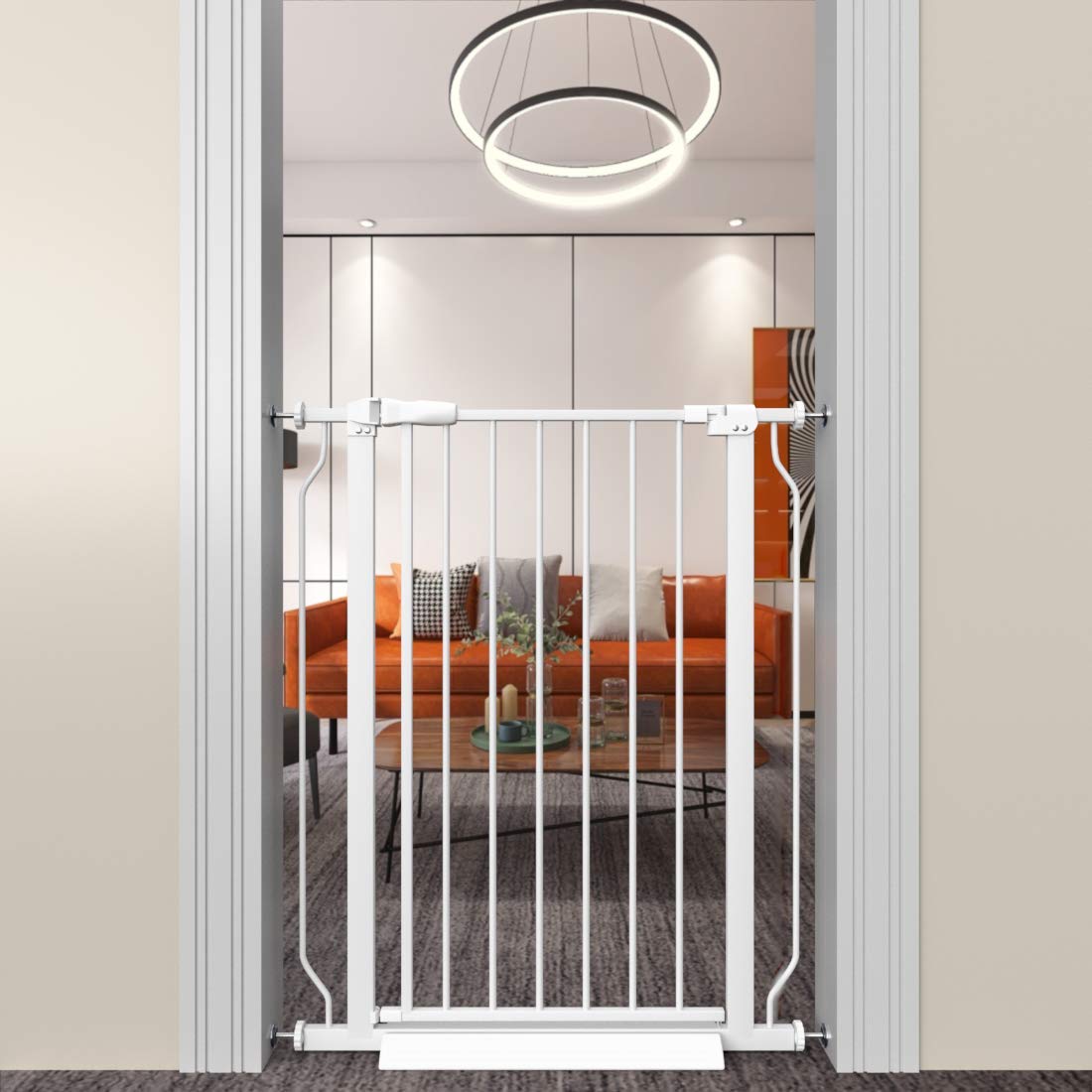 Extra Tall Wide Baby Gate Walk Through - Pressure Mounted No Drill Dog/Puppy/Pet Long Large Gates - Safety gate for The House doorways and stairways Stand 36" Tall 57.4-62.2 Inch Wide SIMILAR TO LOT PHOTO