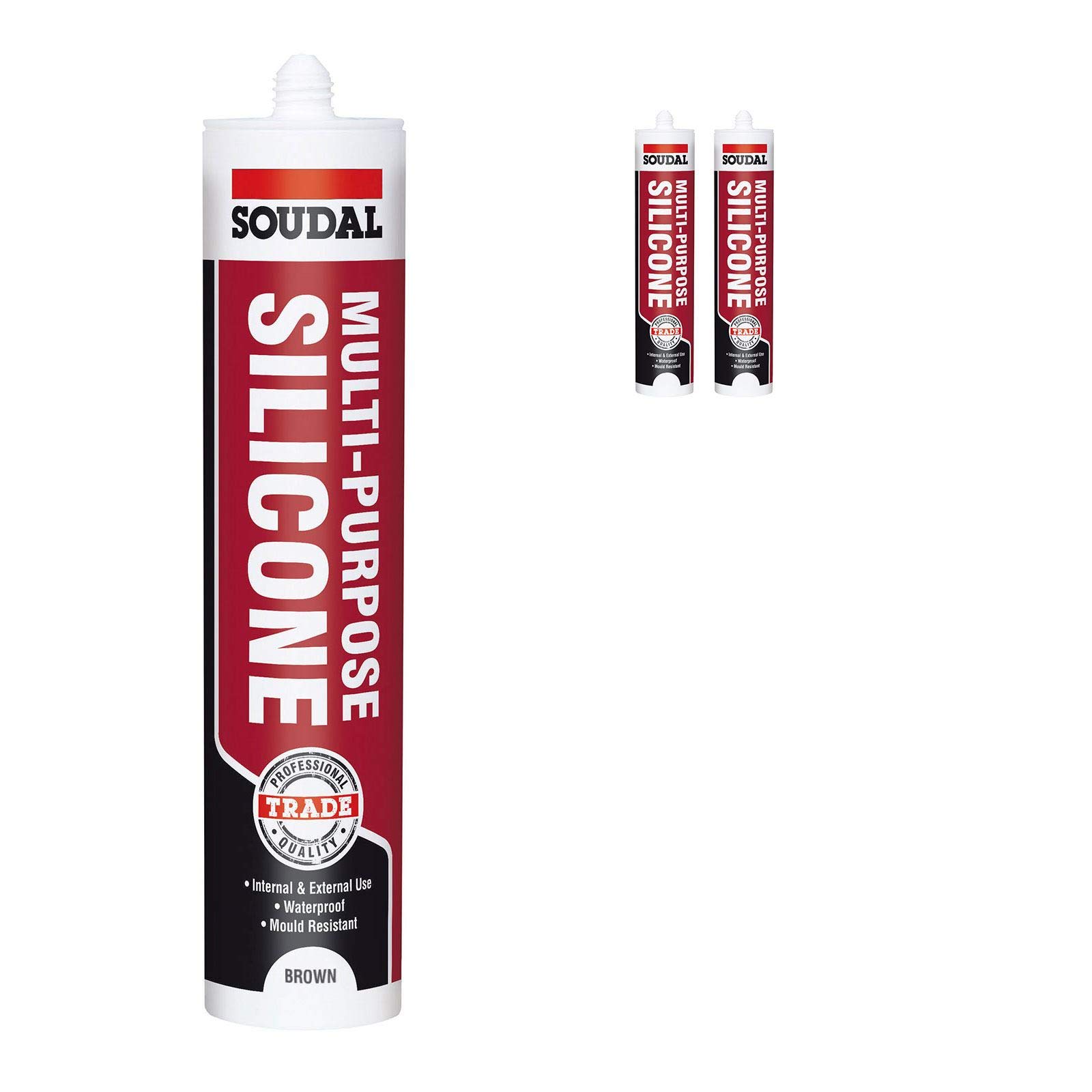 Soudal Trade Multi-Purpose Construction Sealant Silicone (2 Pack) - Brown