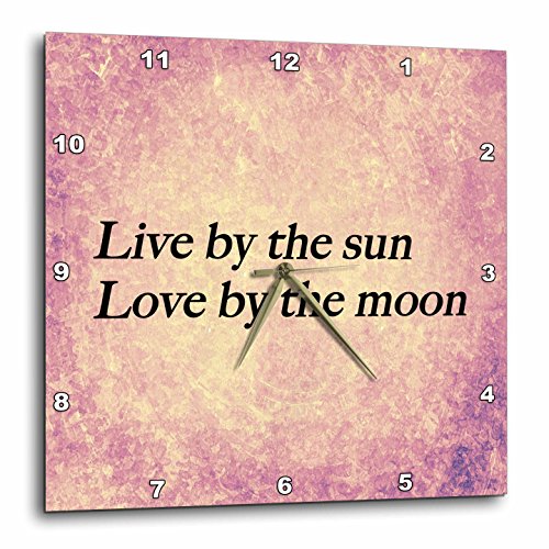 3dRose DPP_173274_3 Live by The Sun, Love by The Moon Expression, Pink, Purple Warm Background Wall Clock, 15 by 15"