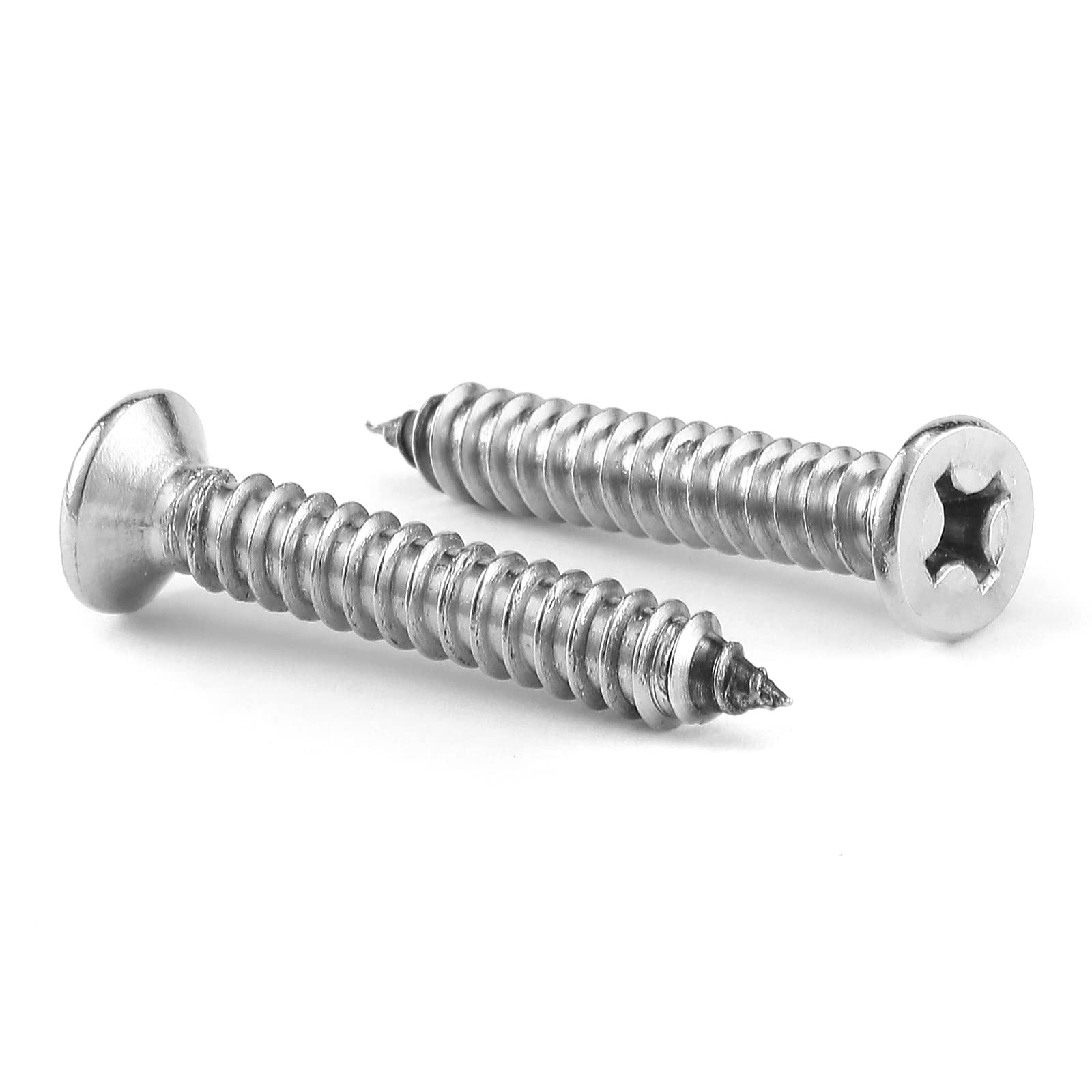 #8 x 1 Wood Screw 100Pcs 18-8 (304) Stainless Steel Screws Flat Head Phillips Fast Self Tapping Drywall Screws by SG TZH