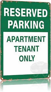 Retro Metal Sign Street Warning Plaque Reserved Parking Apartment Tenant Only,Text Art Poster Home Wall Decor, For Bedroom, Living Room, Bar, Restaurants,Fence,Etc.Tin Sign 8×12 Inch