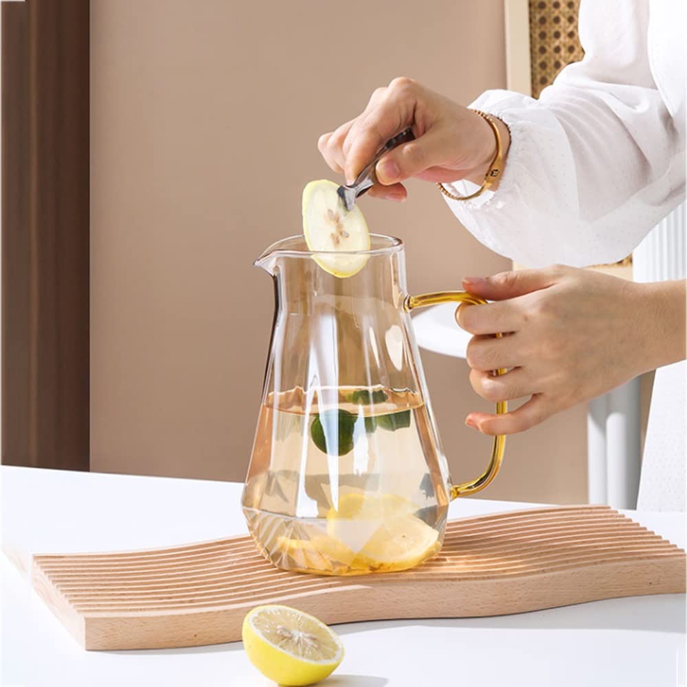 Nff Jarra De Cristal, Jarra De Agua De Cristal De 1,6 L con Tapa, Jarra De Cristal Geométrica Resistente Al Calor, Fácil De Limpiar, Apta For Zumo, Té, Agua, Café (Color : Smoke Grey)