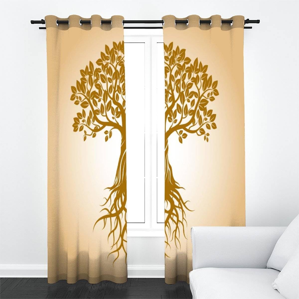 Blickdichte Vorhänge 2er Set - 260x280cm Thermovorhänge Mit Lebensbaum-Muster