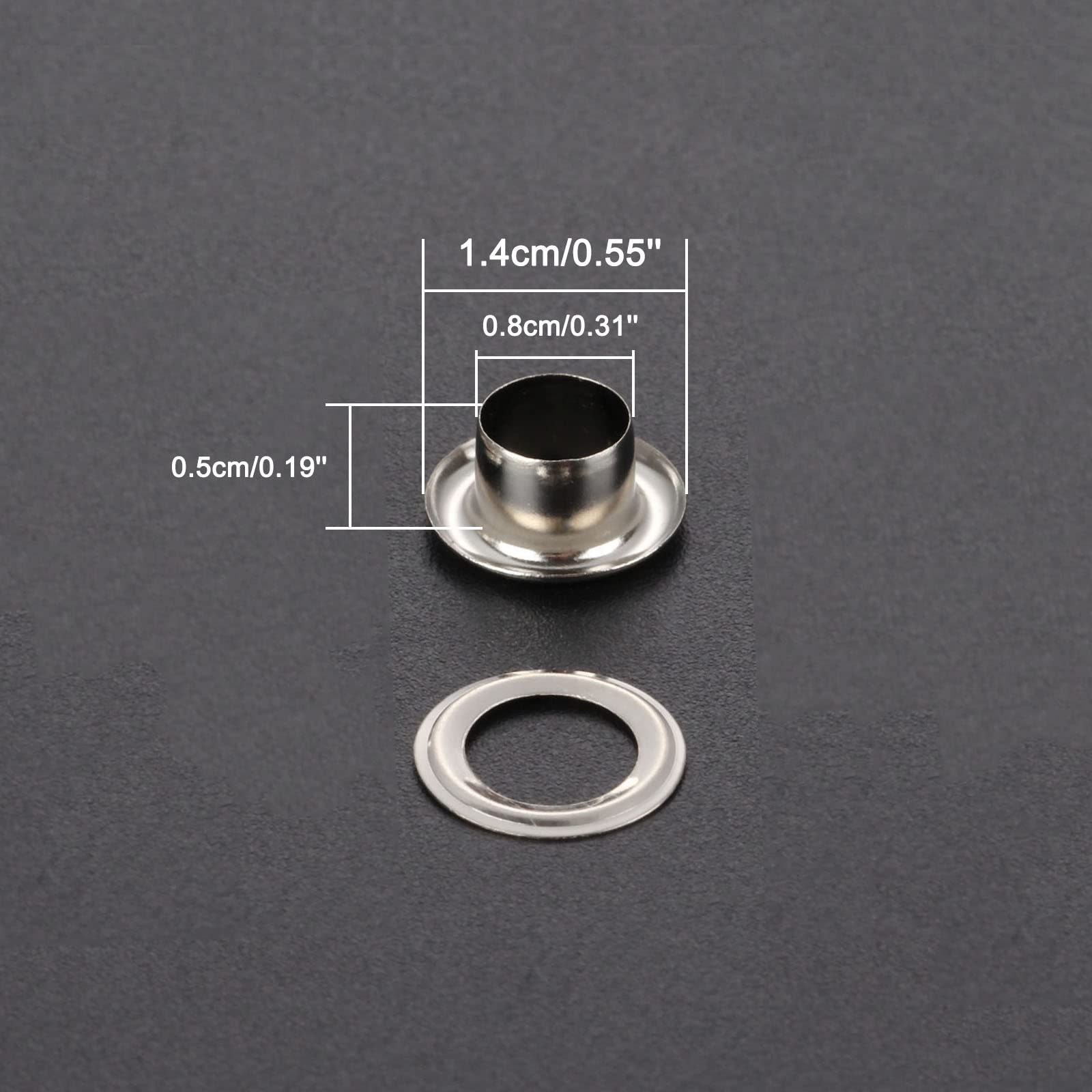 100 œillets Métal 8 Mm Avec Rondelles – Pour Scrapbooking, Vêtements, Cuir, Bricolage – Renforce Les Trous