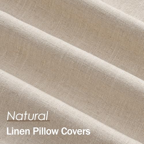 ANRODUO Pack of 2 Decorative Linen Pillow Covers Natural Beige Neutral Farmhouse Boho Soild Cushion Case Soft Accent Pillowcase for Couch Sofa Bedroom Living Room Home Spring Decor 18 x 18 Inch - Image 3