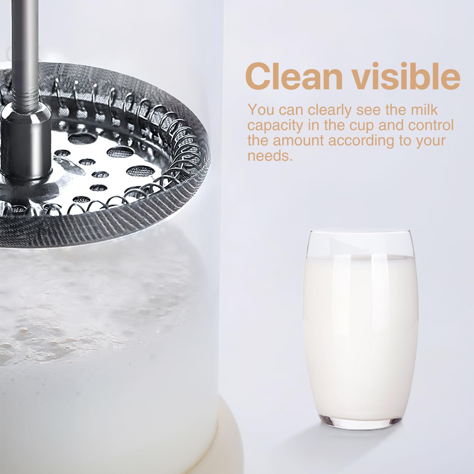 Manuale Montalatte con Spazzola Pulita, 450 ml in Vetro Borosilicato Alto, Schiuma per Latte a Pompa Manuale, Montalatte Manuale con Scala di capacità, per Preparare caffè e Cappuccino
