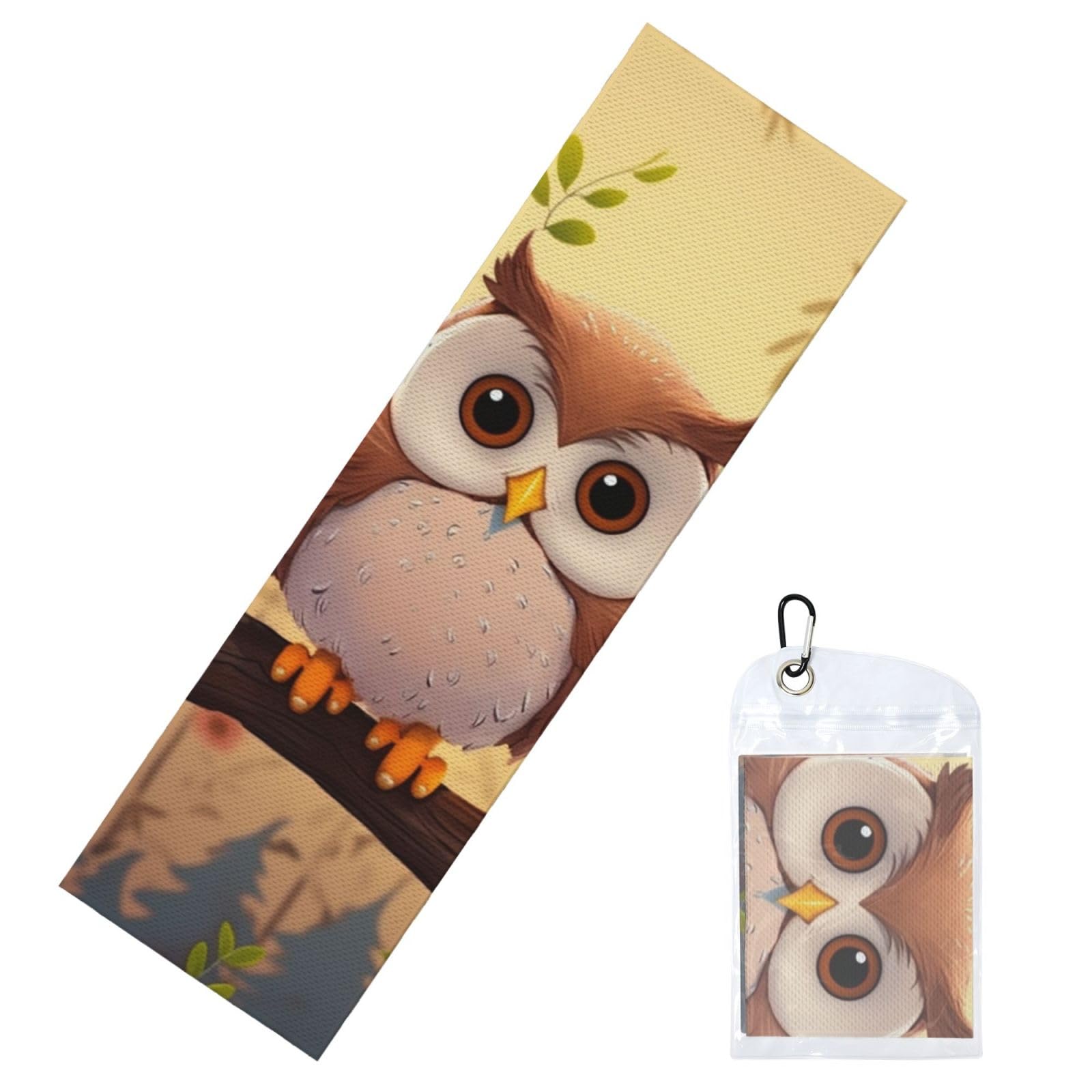 DWVTSLH Cooling Towel for Neck and Face, Cute owl Ice Towel for Hot Weather, Soft Microfiber Chilly Towels with Waterproof Bag & Carabiner, Breathable Workout Towels 40"x12"