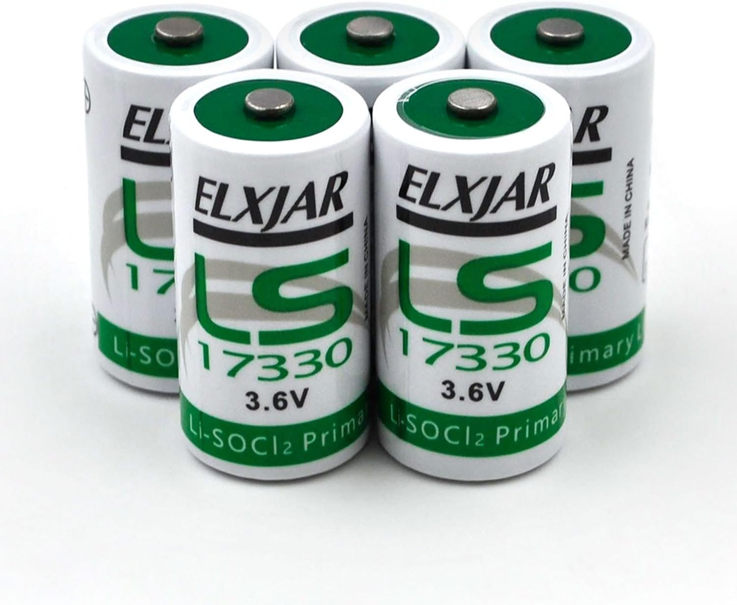 Coonyard (5-Pack) 3.6V 1500mAh LS17330 Lithium Battery Pack Li-SOCl2 Button Top Replacement for ER17335, Hunting Dogs, CO Detectors, Utility Meters, Intrusion Sensors