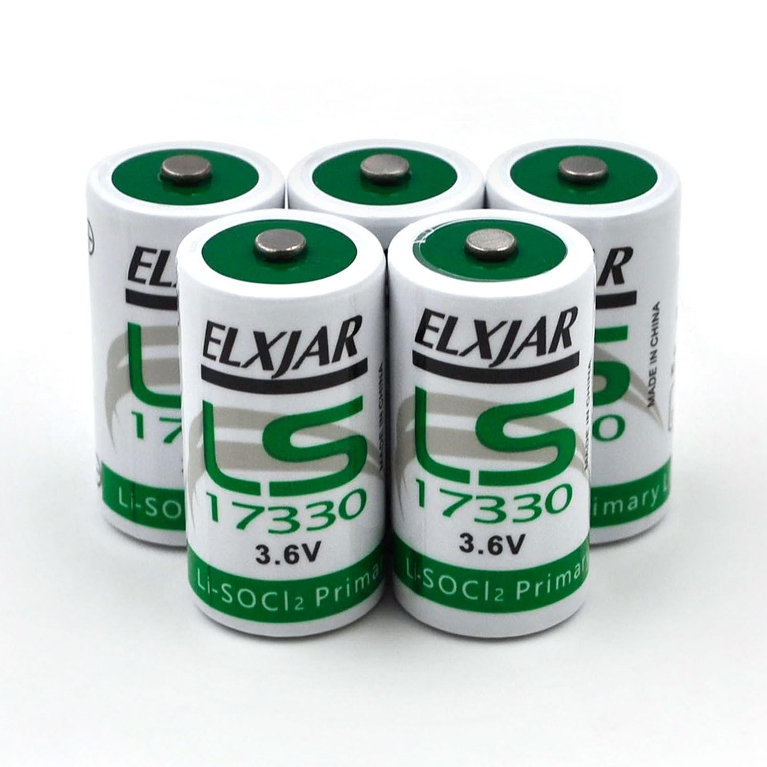 Coonyard (5-Pack) 3.6V 1500mAh LS17330 Lithium Battery Pack Li-SOCl2 Button Top Replacement for ER17335, Hunting Dogs, CO Detectors, Utility Meters, Intrusion Sensors