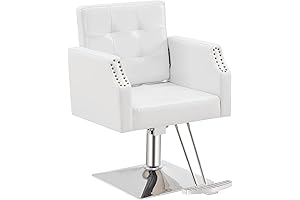 BarberPub Ergonomic White Salon Chair for Unparalleled Hair Styling