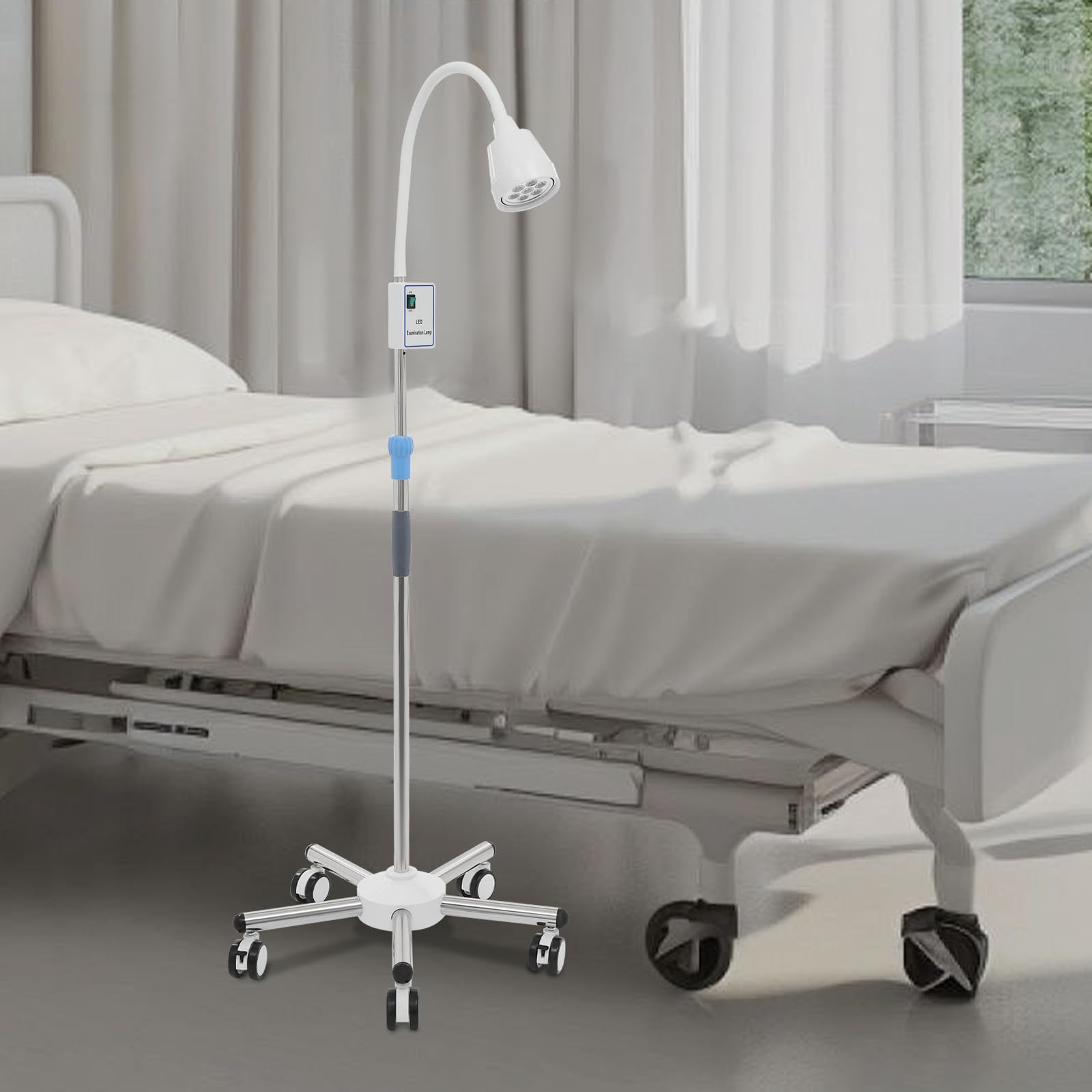 Medizinische Untersuchung Lichtlampe, Dimmbare Höhe & 360 Rotation Led Lichtlampe, Mobile Tageslichtlampe Stehlampe für Ambulanzen, Gynäkologie, Stomatologie (21W)