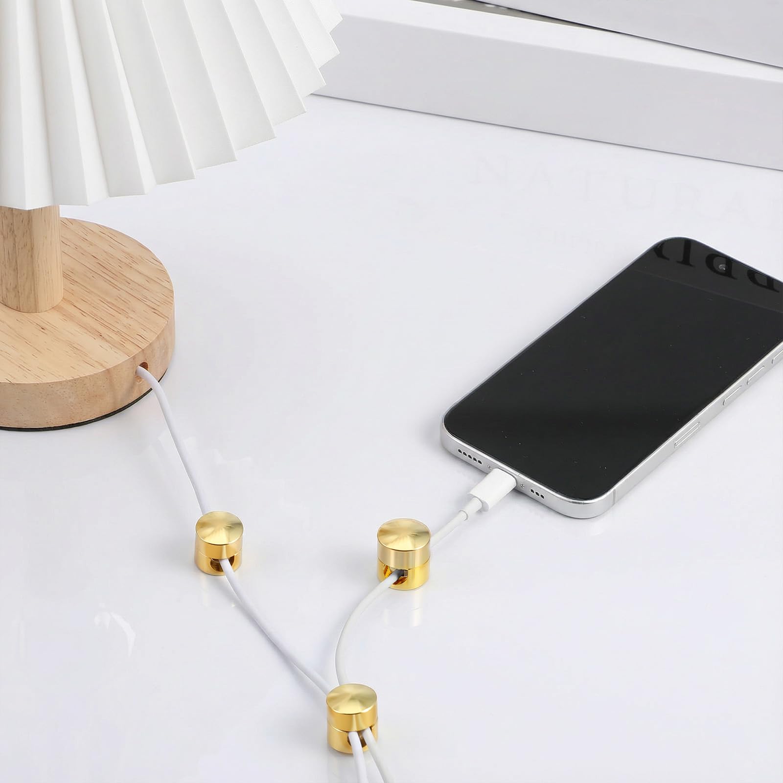 Cable Anchors Desk, 3 Sets Gold Adhesive Phone Charger Holders — Amazon image 2