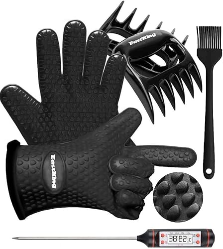 Miniatura 1 de EastKing Juego de accesorios para ahumador, guantes para horno, garras de barbacoa, termómetro de carne y cepillo de silicona para cocinar barbacoa