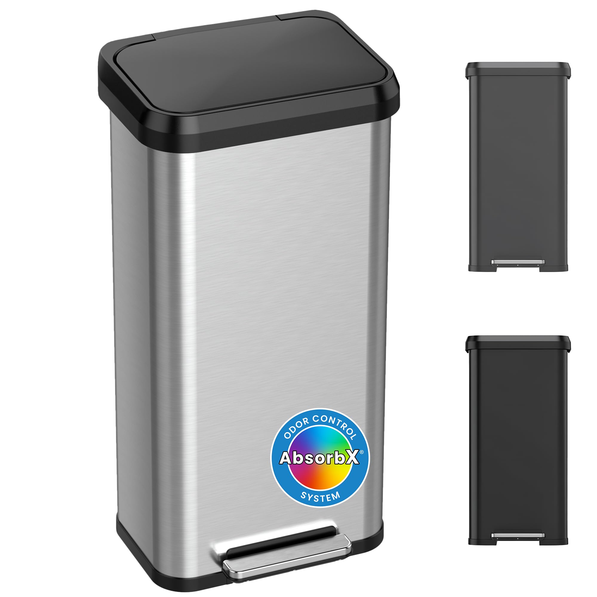 iTouchless SoftStep EXP 75 Liter / 20 Gallon Step Pedal Trash Can Recycling Bin with Odor Filter, Stainless Steel, Soft Close Dent-Proof Plastic Lid, Home Office Work Garage Restroom, Matte Silver