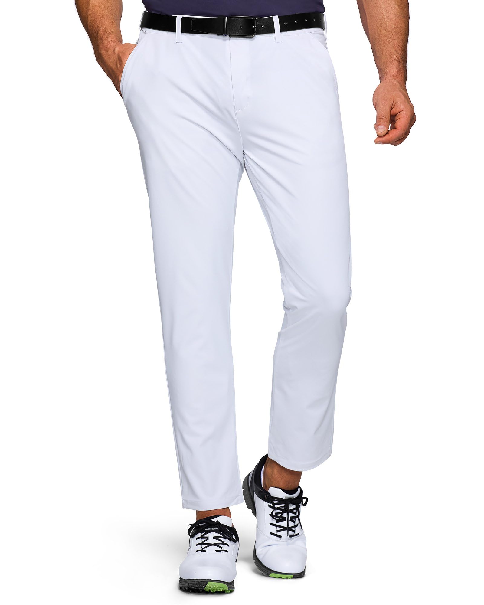 33,000ft Herren Golfhosen Atmungsaktive Stretch Hose für Männer Schnelltrockende Stretch Lange Golfhosen Weiß-erneuert 30W*32L