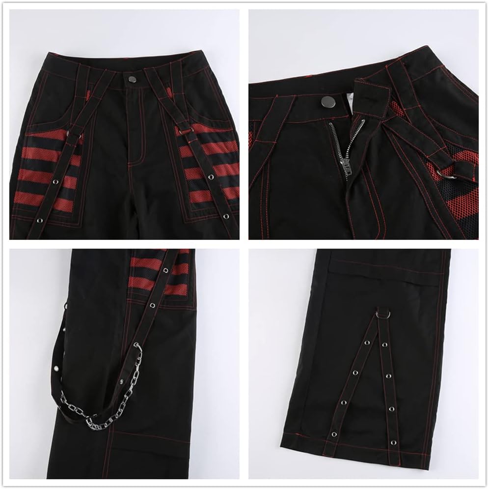 Harajuku Pants Grunge Jeans Punk Gothic Baggy Cargo Pants Rock Hip Hop Trousers Flare Wide Leg Alt Emo Aesthetics Medium
