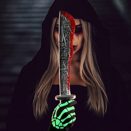 Miniatura 6 de JPMOS Juego de disfraz de machete de calavera de machete de Halloween negroplateado