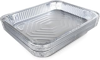 IDL Packaging Half-Size Aluminum Steam Table Pans - Shallow, 13" x 11" x 1.5" (pack of 10) - Disposable Foil Pan for Grilling, Roasting, BBQ, Cooking, Baking, Freezing