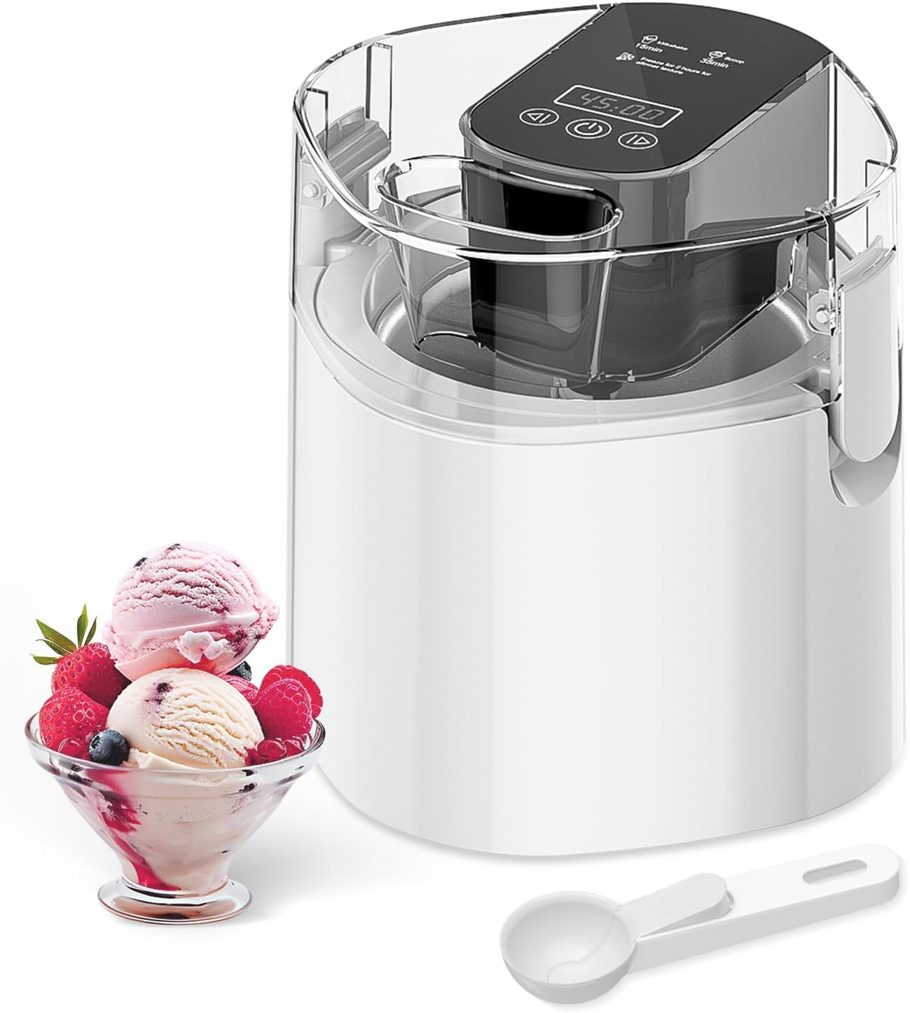Ice Cream Maker 1 5-Qt Ice Cream Machine and Frozen Yogurt Machine 1 5-Qt Insulated Freezer Bowl LCD