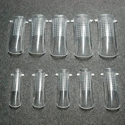 KADS 100Pcs/10 Size Dual Nail System Form UV Gel Acrylic Nail Art Mold Artificial Nail Tips with Scale Cover