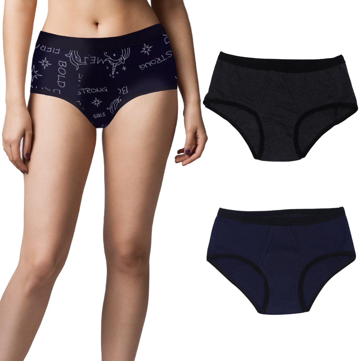 dchica Essentials Period Panties with Anti Microbial Lining for Women's & Ladies (Pack of 3) Light to Medium Flow Period Panty Briefs, Easy to Wash, Leak Proof, No Pad Required Menstrual Underwear-picture-28