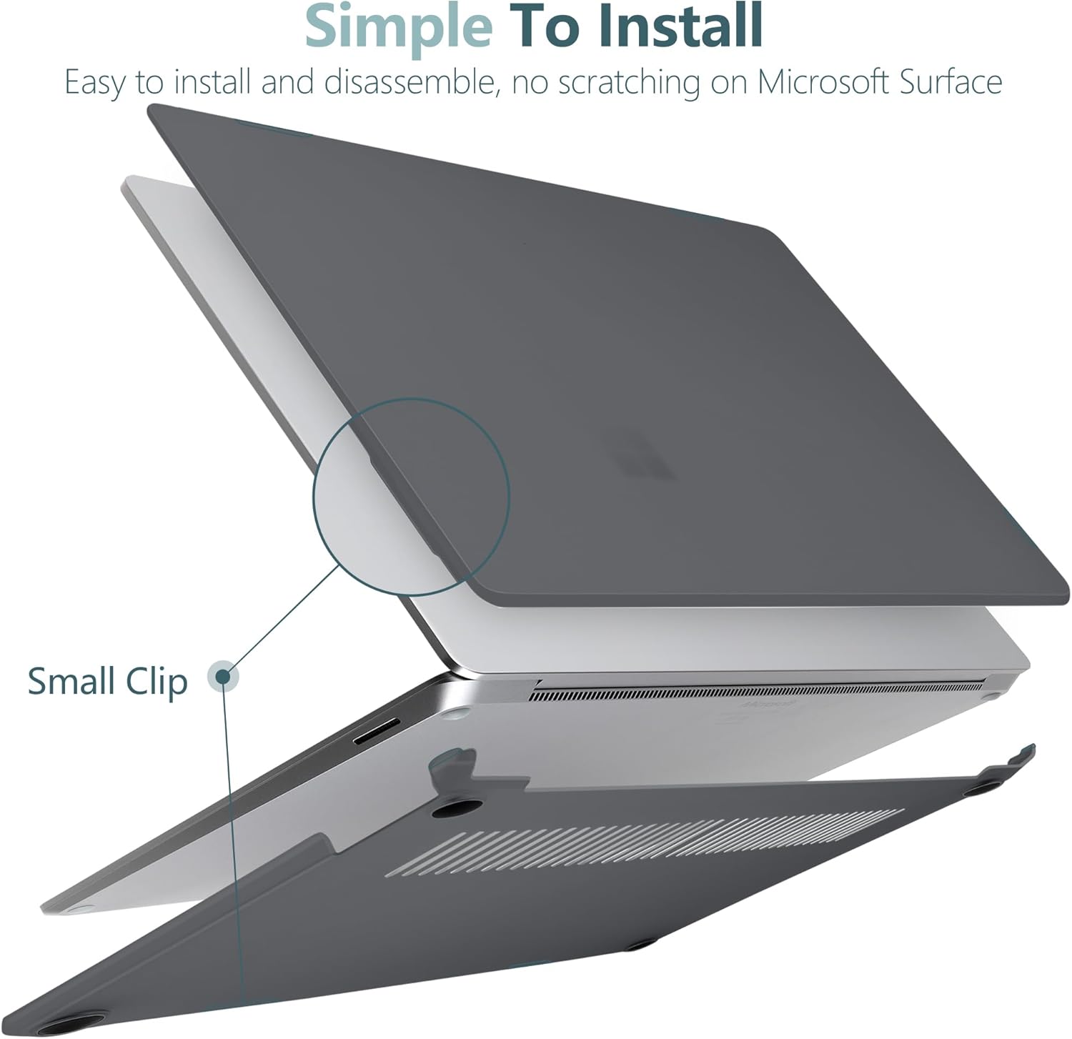 Batianda Matte Case for 15-inch Microsoft Surface Laptop Copilot+ PC 2024 Release (7th Ed) Lightweight Durable Scratch-Resistant Easy Install, with Keyboard Cover & Screen Protector, Black - Image 4