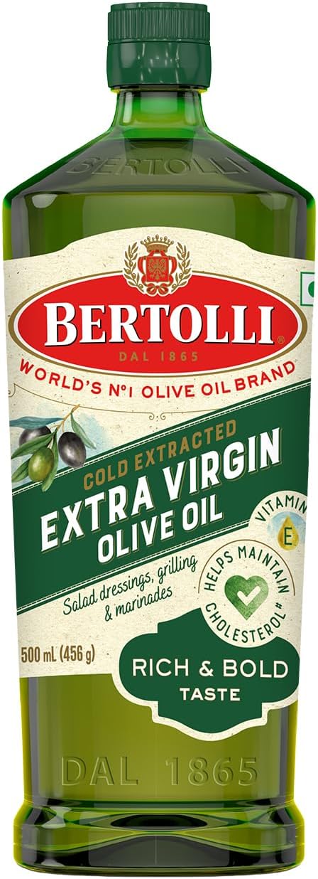Bertolli Extra Virgin Olive Oil 500ml | Cold Extracted, Rich & Bold Taste, Ideal for Salads, Dressings & Drizzling | Worldโs No. 1 Olive Oil Brand