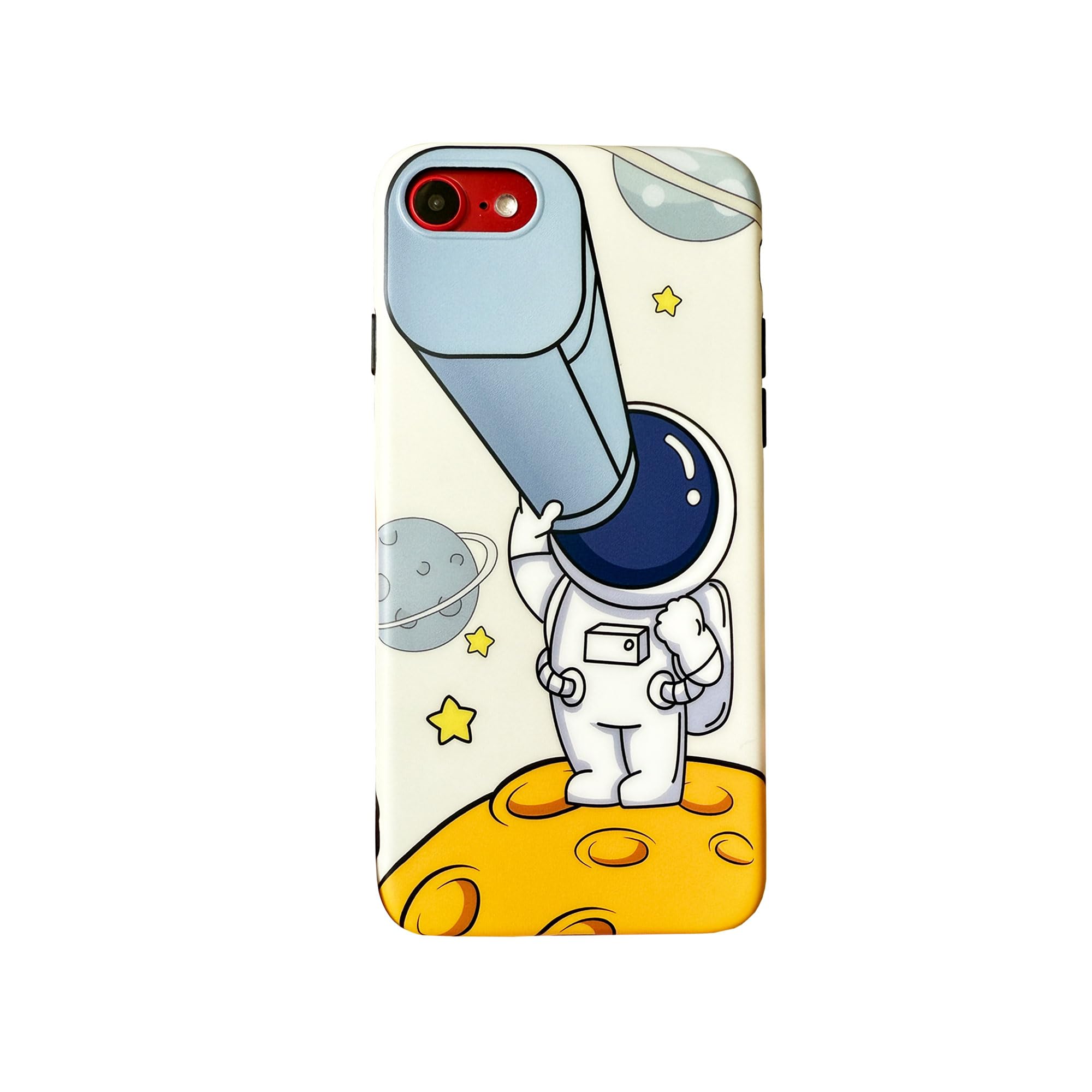 Imcooerkez Case for iPhone SE 7/8 for Kids Teen Boys Girls, Slim Fit Matte Design Astronaut Space Telescope Pattern Cool Fun iPhone SE Soft Phone