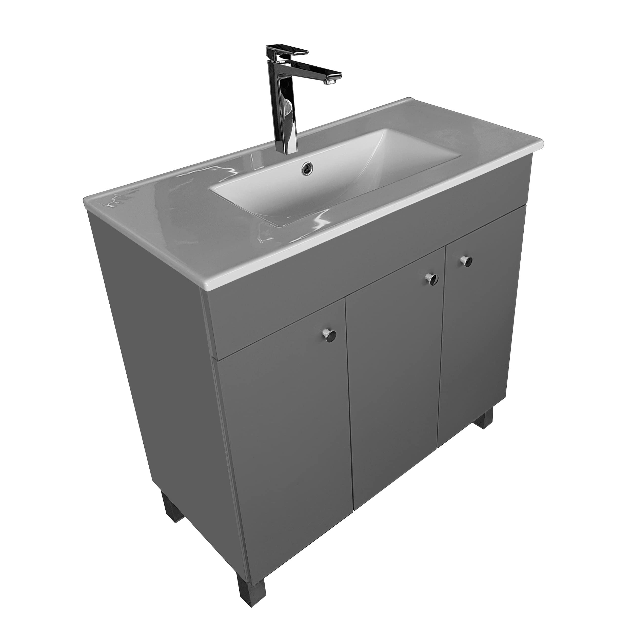 Szafka pod umywalkę 80 cm szerokość | Szafka łazienkowa IGA Sink | Zestaw mebli łazienkowych do łazienki i toalety dla gości | Umywalka z szafką stojąca | Szafka pod umywalkę szara