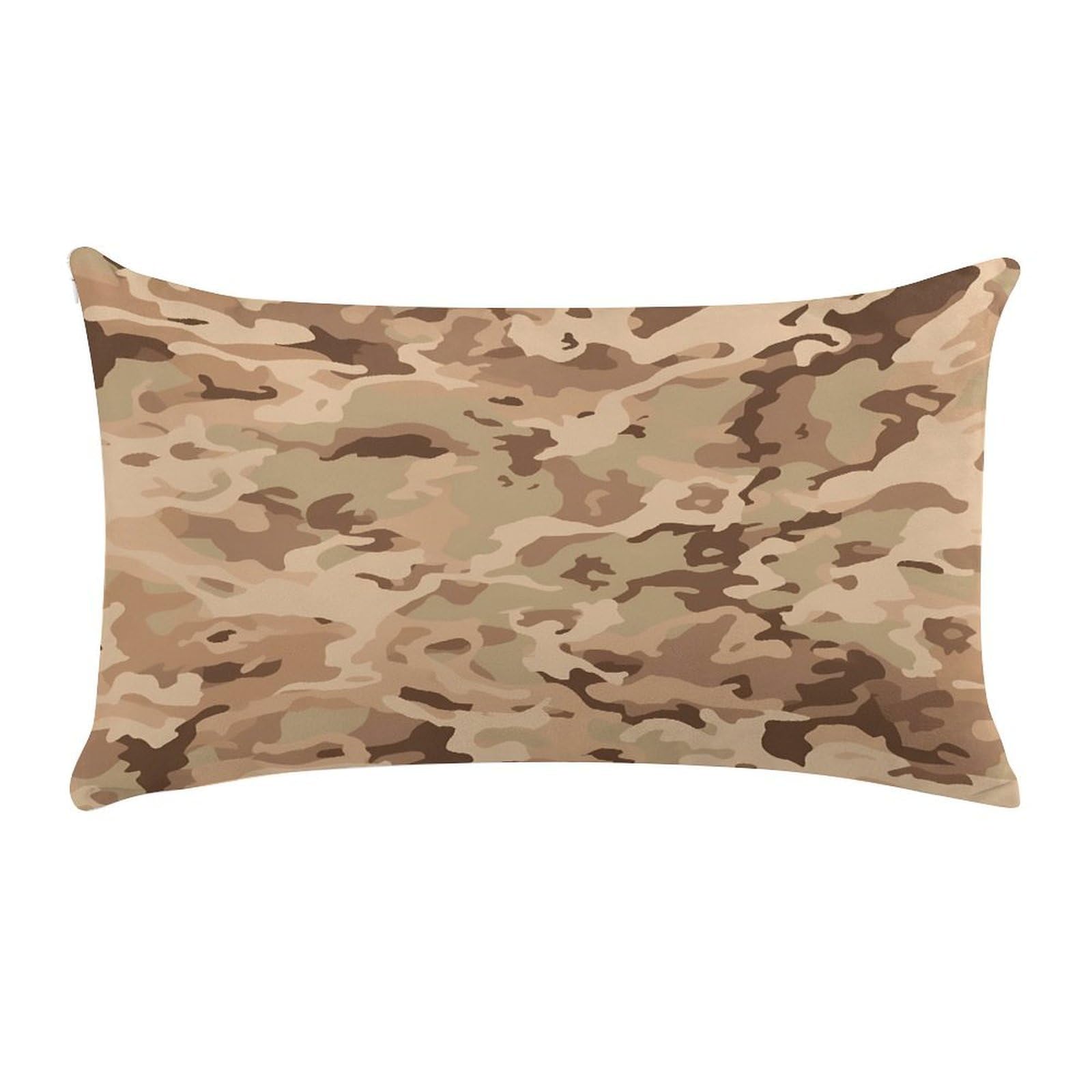 Funda de almohada lumbar 12x20 rectangular protectora de felpa camuflaje desierto