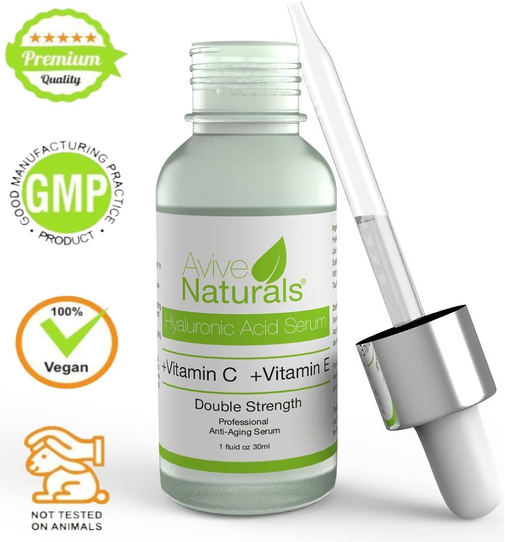 ★SPECIAL DISCOUNT PRICE★ Organic BEST Hyaluronic Acid Serum with Vitamin C and E - Great for Reducing Wrinkles, Skin Rejuvenation, Moisturiser for Face and Neck, Anti Ageing Serum - Avive Naturals Vegan CLINICAL STRENGTH Anti Wrinkle Serum Pro Formula - Premium Natural Ingredients Aloe, Jojoba Oil, MSM, Witch Hazel, Vitamin C Serum and Green Tea Extracts for Facelift - 30ml (1 Oz) Bottle