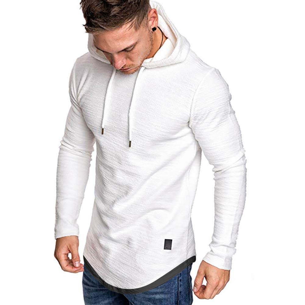 Men's Casual Hooded T-Shirts - Fashion Short Sleeve Solid Color Pullover Top Summer Blouse