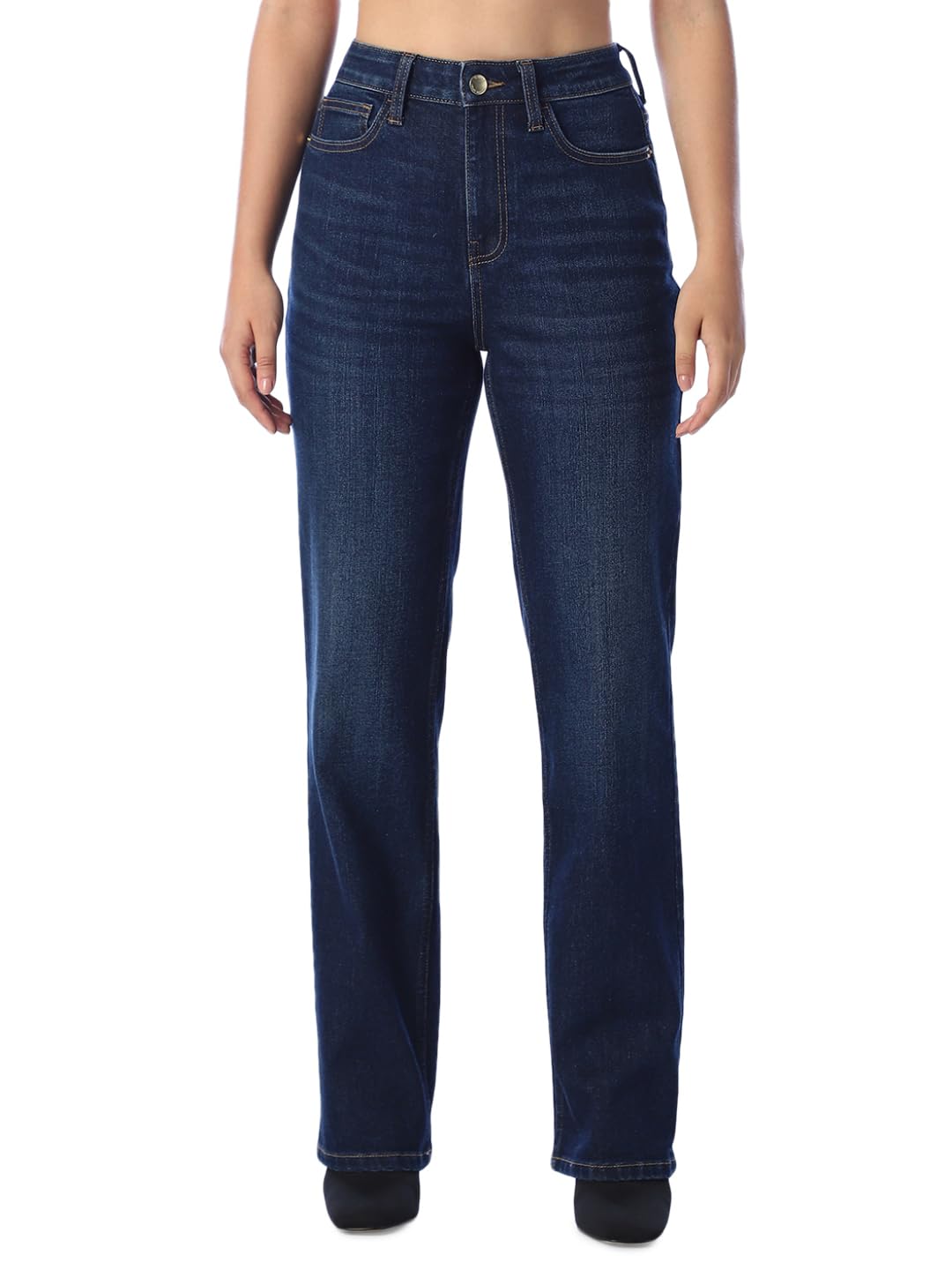 only Women's Solid Straight Fit Blue Jeans-picture-26