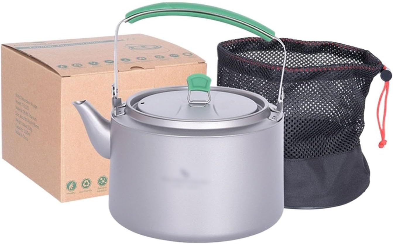 Outdoor Kettle Titanium Kettle 800ml/1200ml with Folding Handle Filter Outdoor Camping Big Capacity Teapot, Large Hiking Pot Portable Tea