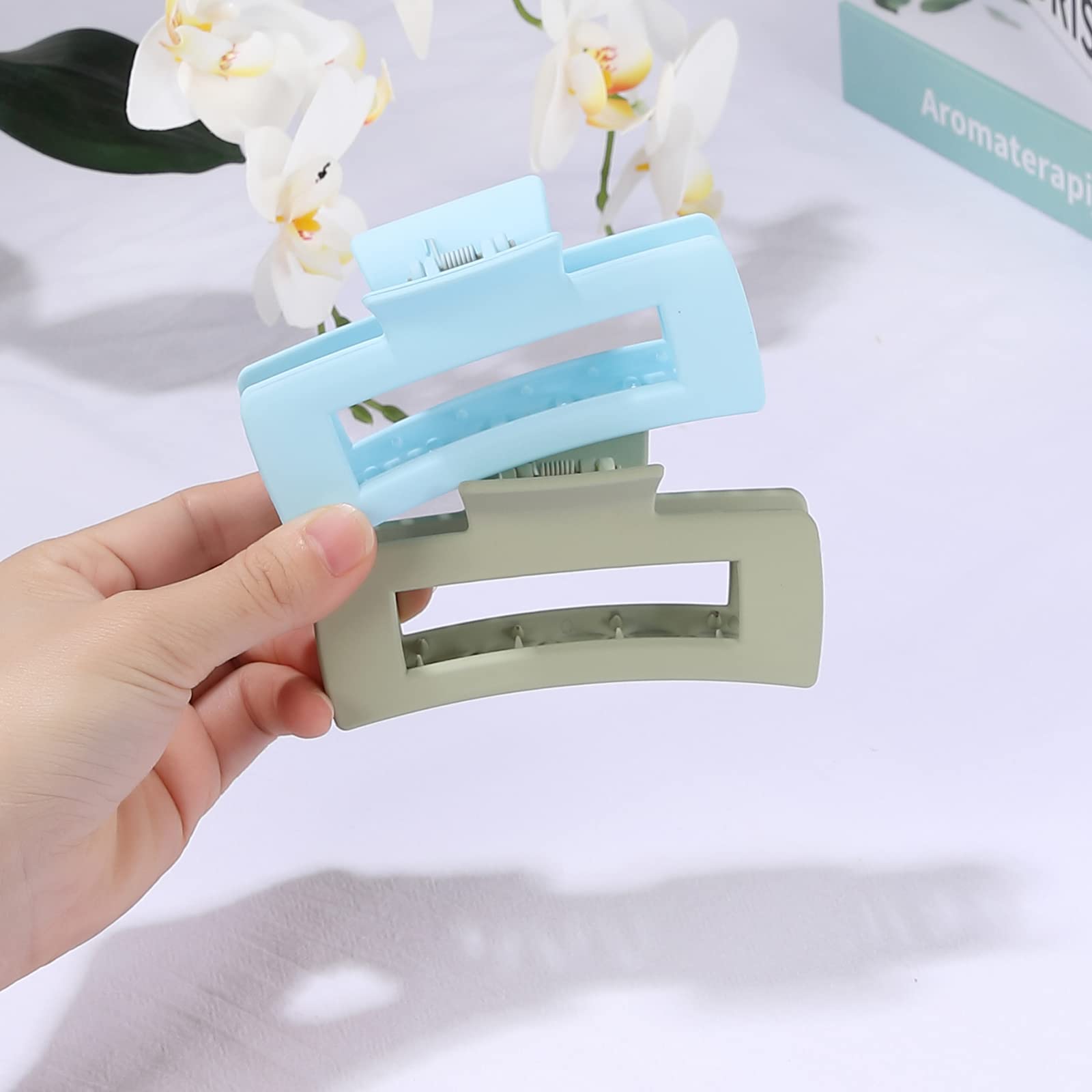 8 Pack 4.1 Inch Rectangle Large Hair Claw for Women and Girls Matte Nonslip Jaw Amazon.com : CHANDAT 4.1 Inch Large Hair Clips 8 Pcs Square  main image 3