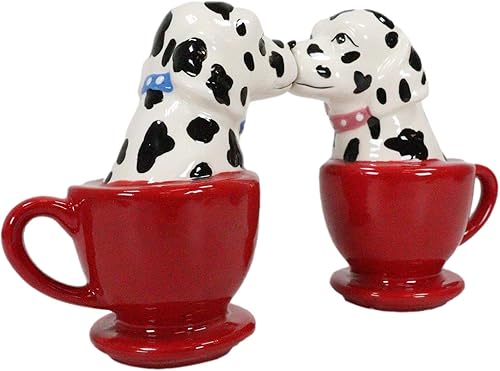 Miniatura 2 de Ebros - Taza de té de cerámica para estación de bomberos, perros dálmatas, pedigrí, razas de perro en tazas de té, juego de figuras de salero y