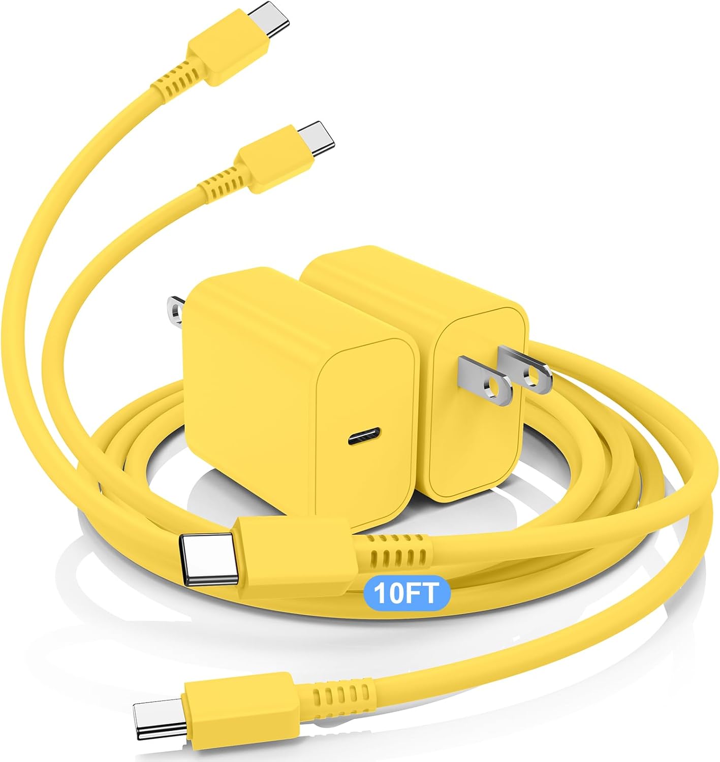 45W Super Fast Charger USB C Port, 2Pack 10FT for Samsung Fast Charging Cord Cable& Samsung Type C Charger Block Galaxy S26 S25 S24 S23 S22 S21 Ultra/Plus, Tab S10 S9 S8,iPhone17/16/15,Yellow