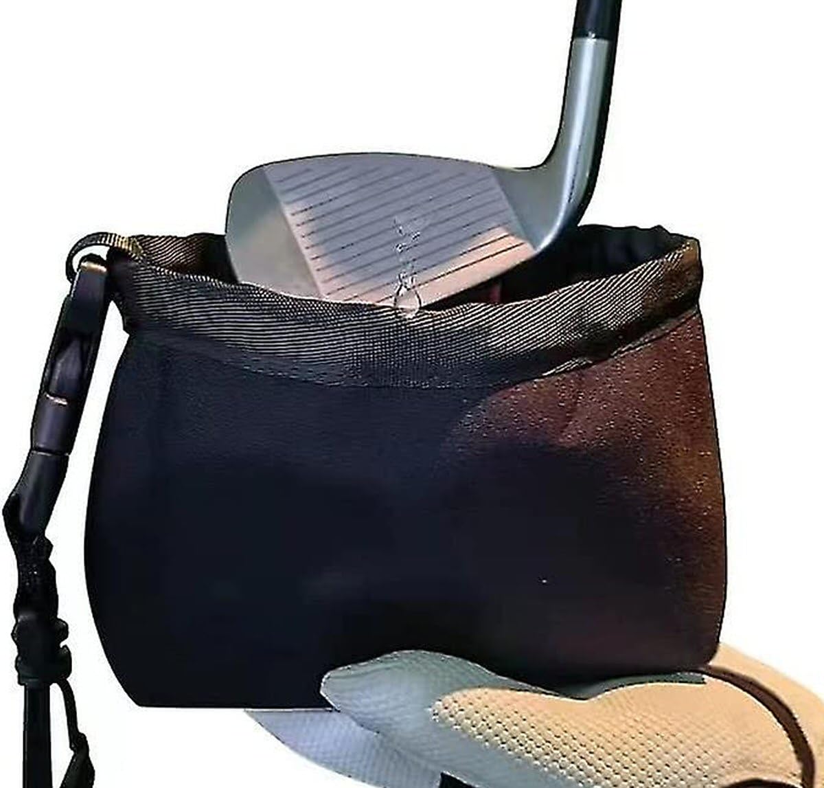 Detachable Golf Club and Golf Ball Cleaning Bag for Hybrid Club Heads, Black - Image 2