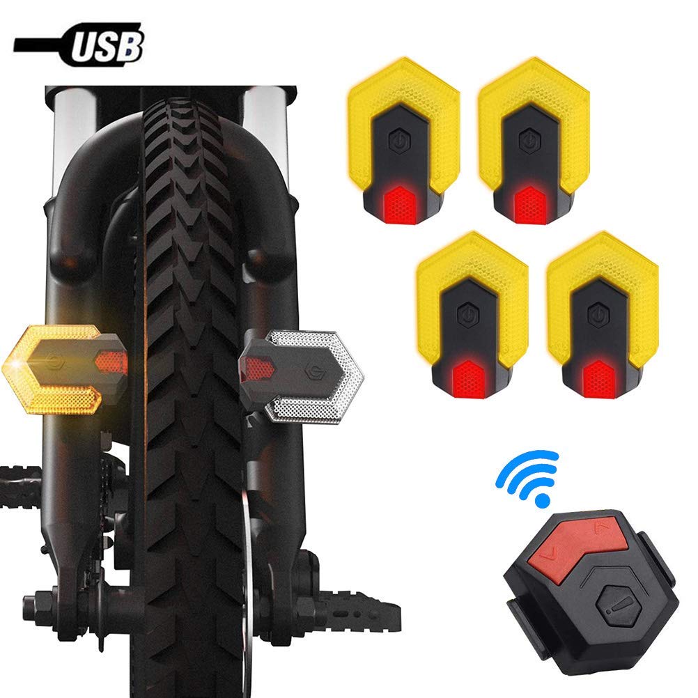 Luce posteriore della bicicletta, indicatori di direzione della bicicletta a LED, luce di avvertimento di sicurezza impermeabile con telecomando