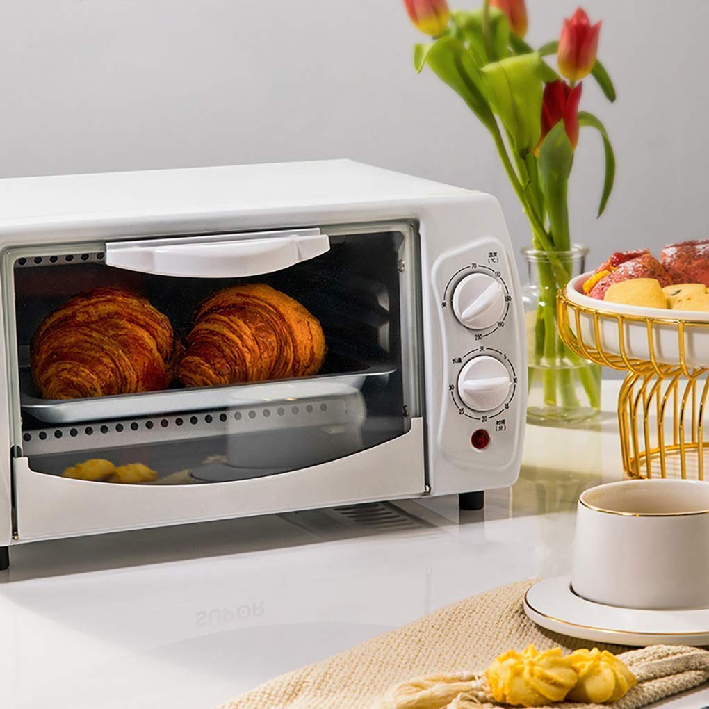 Elektryczny mini piekarnik, domowy 10-litrowy piekarnik do pieczenia z wieloma funkcjami gotowania Grill Regulowany zegar sterujący temperaturą (biały)
