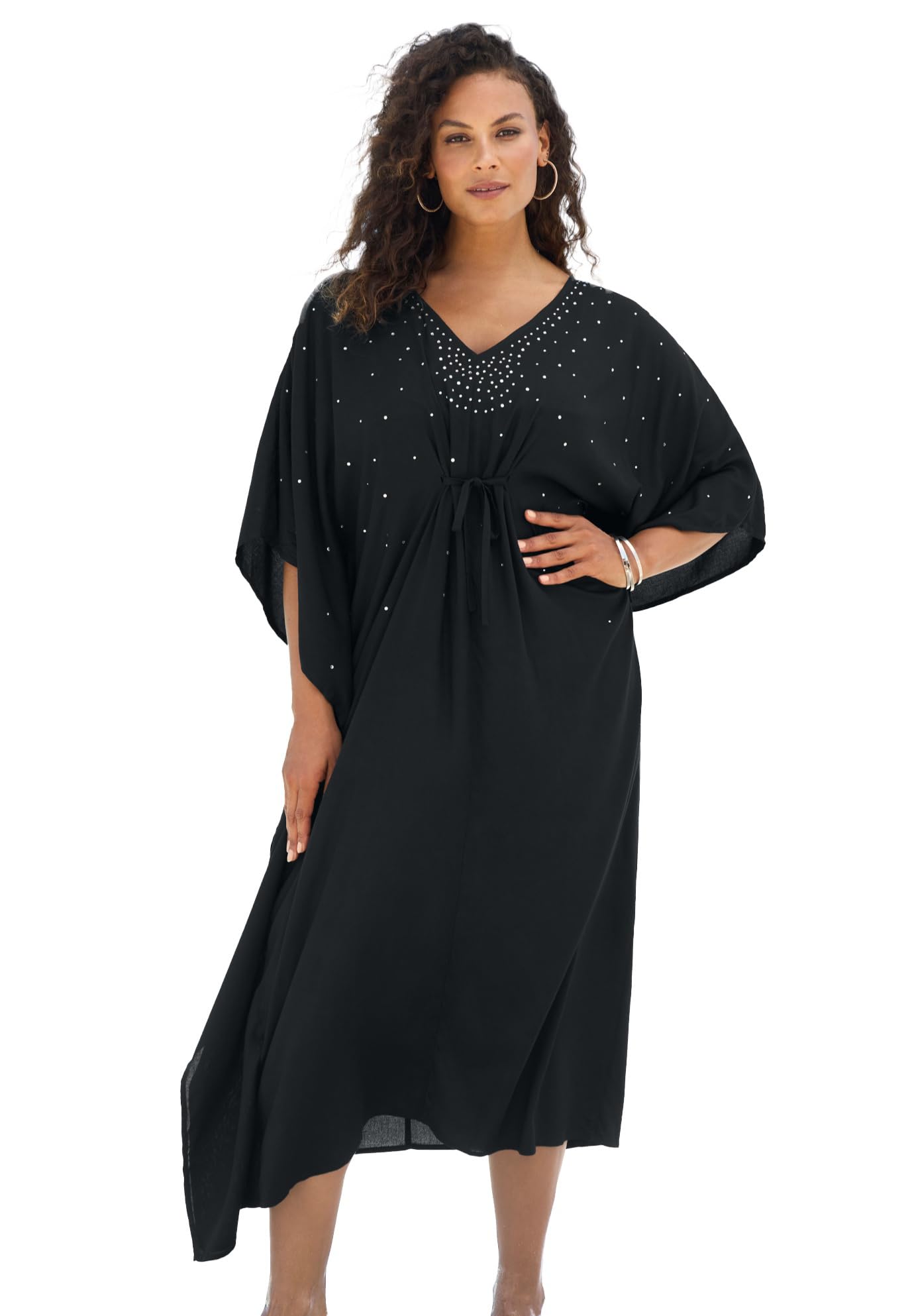 Swimsuits For AllWomen's Plus Size Ruched Caftan Cover Up