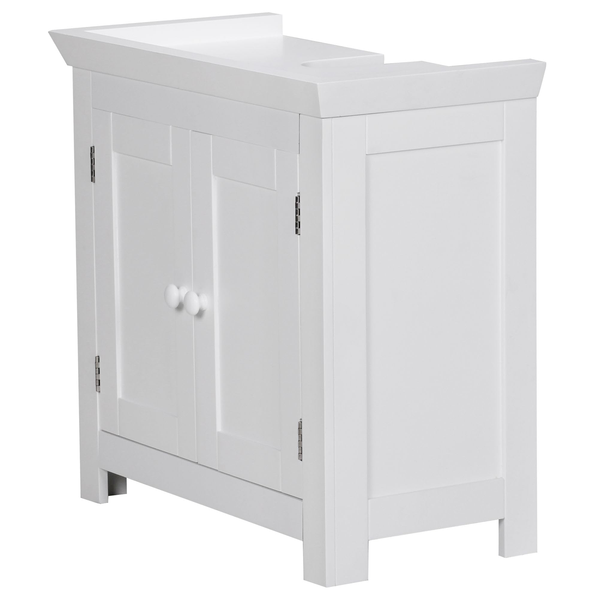 FineBuy Design Waschbeckenunterschrank, Badunterschrank mit 2 Türen Weiß, Badschrank Waschbecken Stehend, Bad Aufbewahrung, Waschtischunterschrank