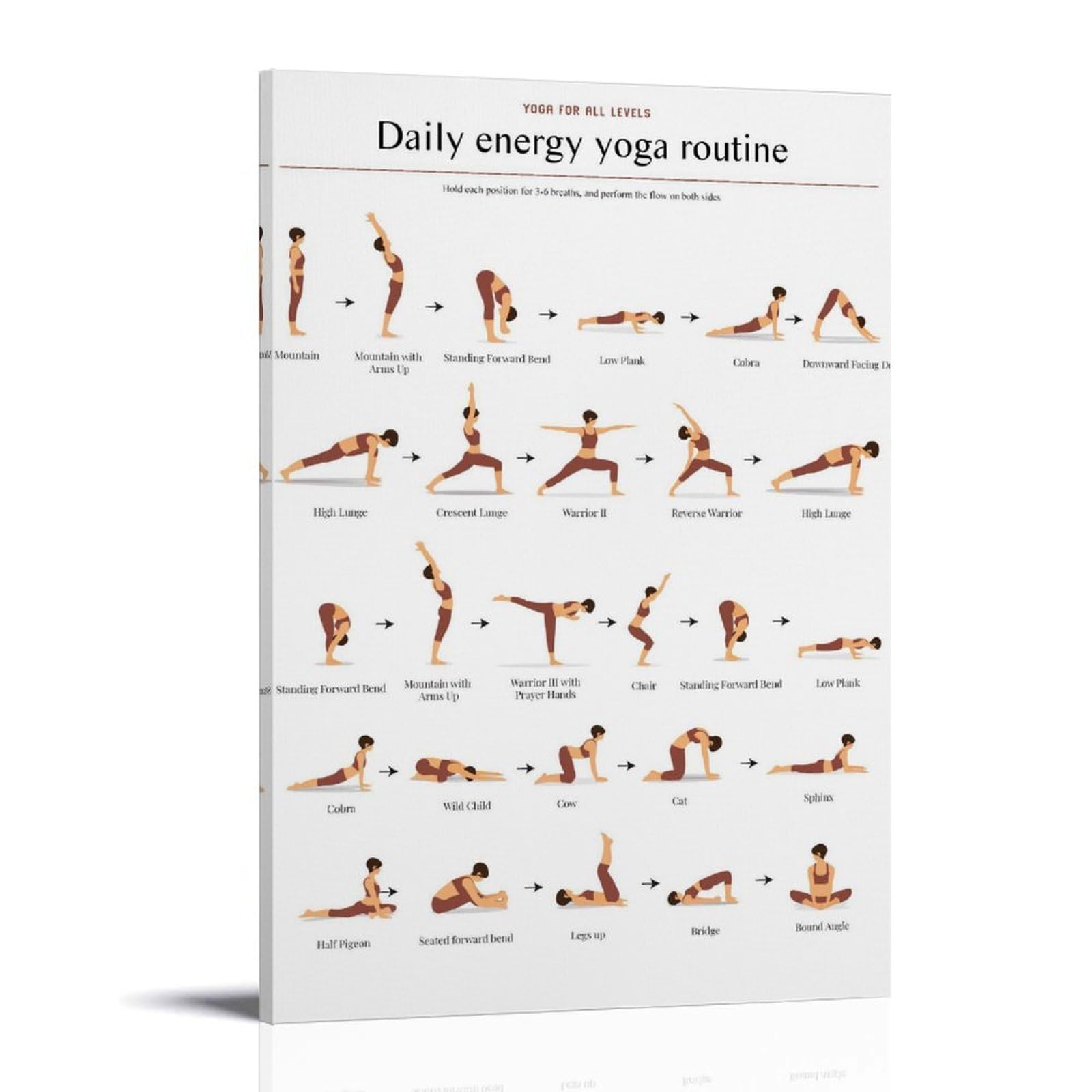 generisch Daily Energy Yoga Poses Modernos Impresiones en Lienzo Pinturas Decorativas Para Habitación de Niños o Niñas, Murales para Sala De Estar Y Pinturas Con Motivos Festivos 12 x 18 Pulgadas