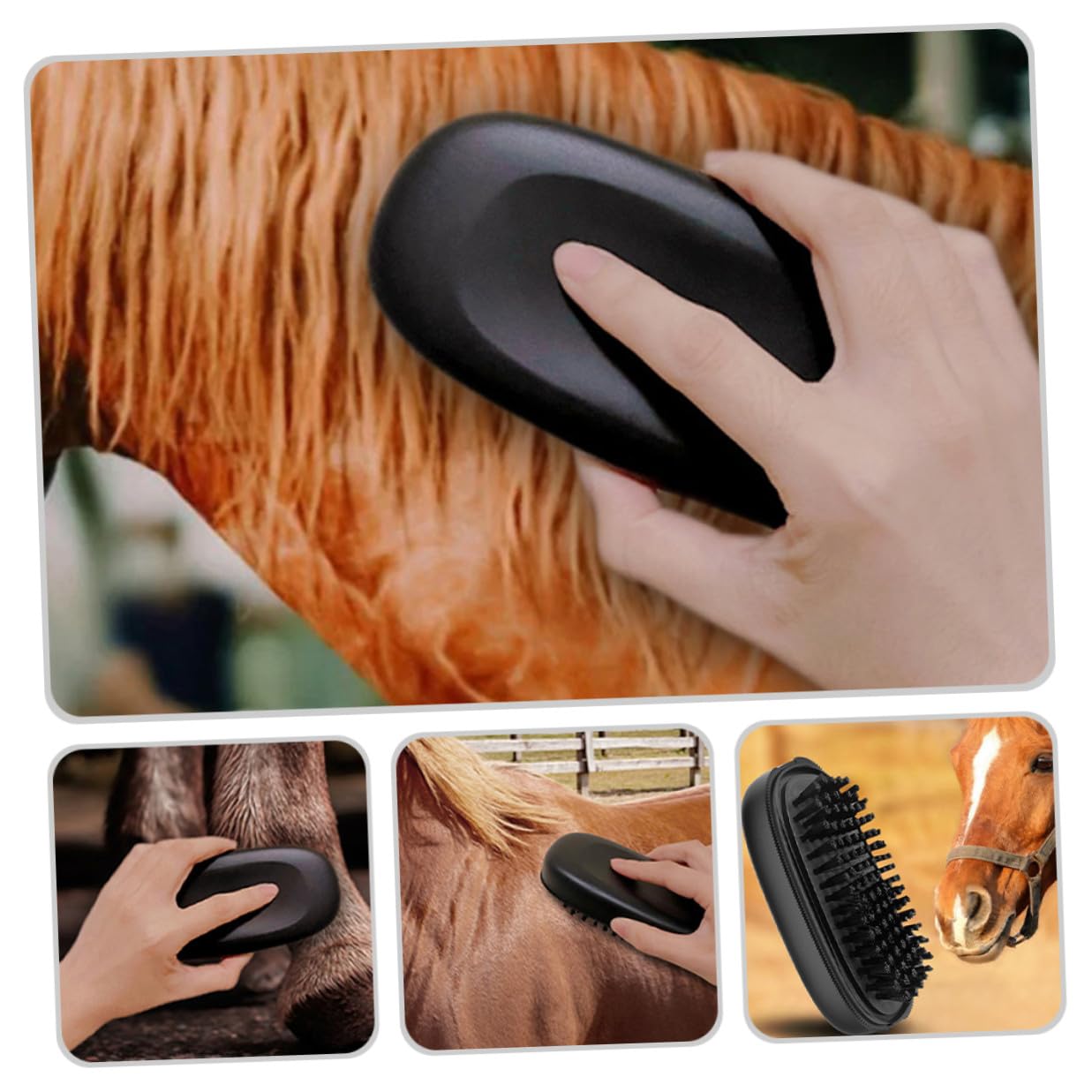 FRCOLOR Horse Grooming Brush Handle Multi-function Horse Massage and Cleaning Comb Sturdy Pp Bristle Brush and Livestock Suitable for Mane Tail and Coat Care