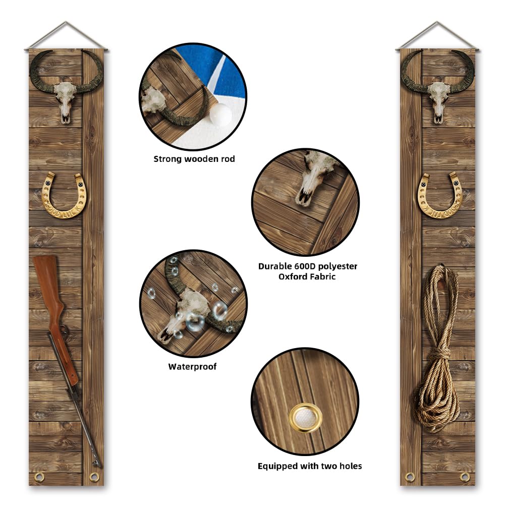 SUPERDANT West Cowboy Decorations Wild West Welcome Door Banner Party Decoration Set Cowboy Porch Sign Welcome Cowboy Banner Hanging Decoration for Western Cowboy Party Door - Image 3