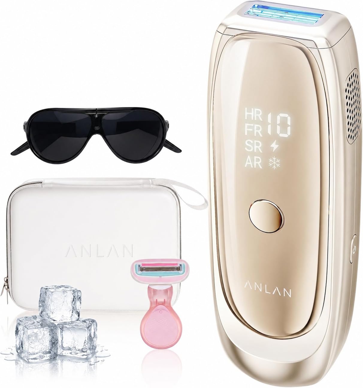 ANLAN IPL Haarentfernungsgerät mit 5 °C Kühlung, 26 J Lichtimpulsen, 0,18 s Schnellblitz, 4 Modi, 10 Energiestufen, für Damen & Herren