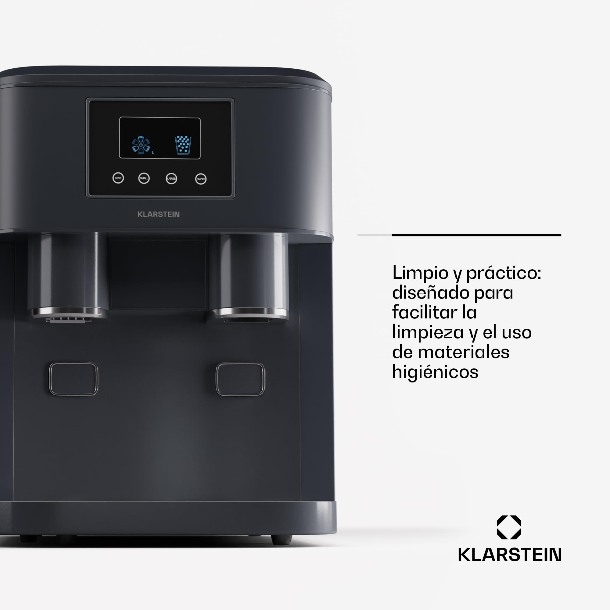 Klarstein Maquina de Hielo para Casa 1,8 L, Ice Maker Capacidad 15 kg, Maquina para Hacer Cubitos de Hielo Encimera Casa Grandes y Pequeños, Ice Maker Machine para Hielos Rápida para Cubito Hielo