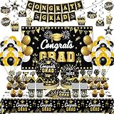 270 PCS Graduation Party Supplies, 50 Set Congrats Grad Disposable Graduation Plates and Napkins 202