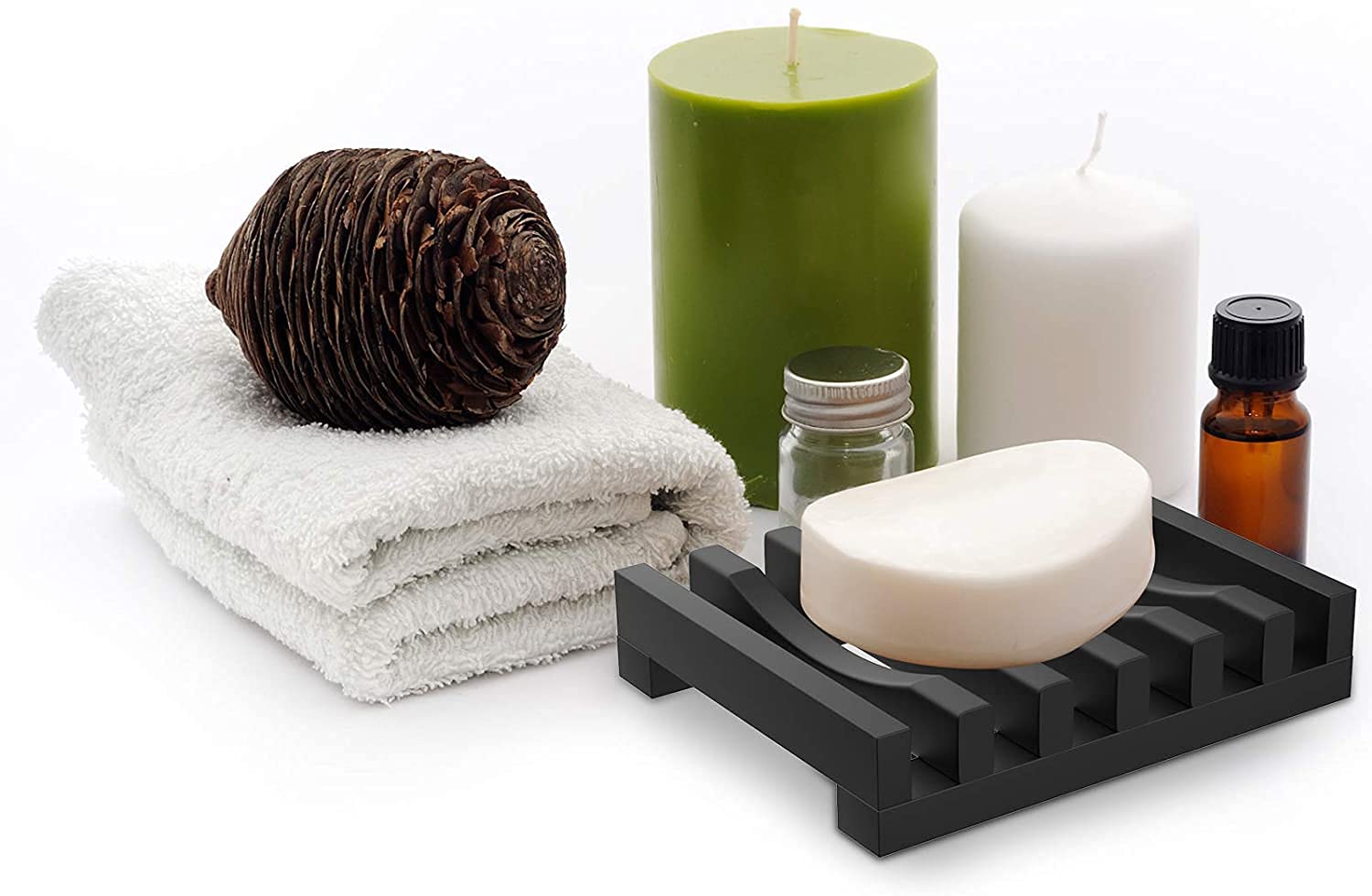 Set 2 Portasapone In Silicone - Contenitore Antiscivolo, Asciugatura Rapida, Per Doccia O Lavandino, Nero - Foto 7