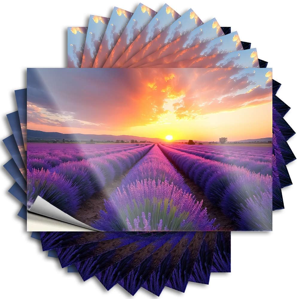 Cool Bathroom Stuff Case Tattoo | Sunset Over Lavender Fields. Rock for Absorbing Decor(8X12CM)